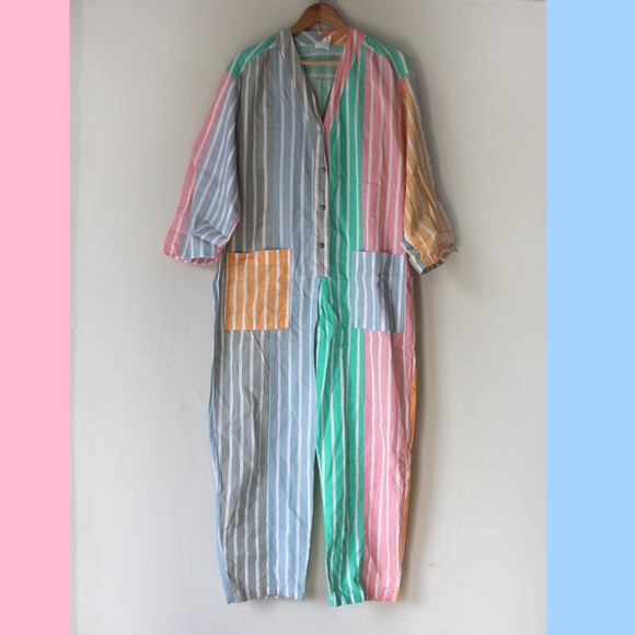 pastel striped jumpsuit